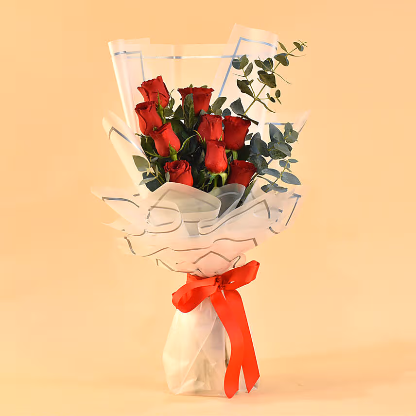 Hot Red Roses Hand Bouquet