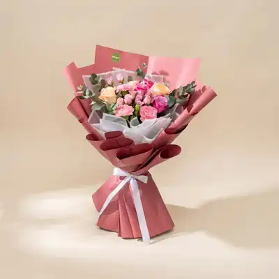 Elegant Blush Garden Bouquet with Roses and Carnations