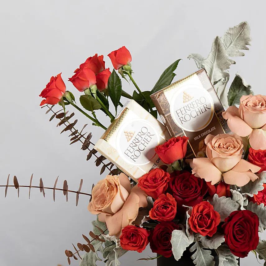 Majestic Roses Jar with Ferrero Chocolate Bars