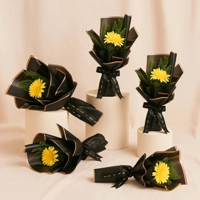 Elegant Yellow Gerbera Bouquet Set of 5 - Perfect for Teacher's Day Gifts
