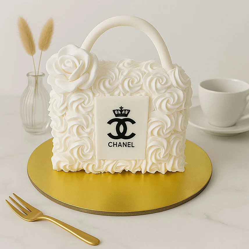 Ivory Petal Purse Cake