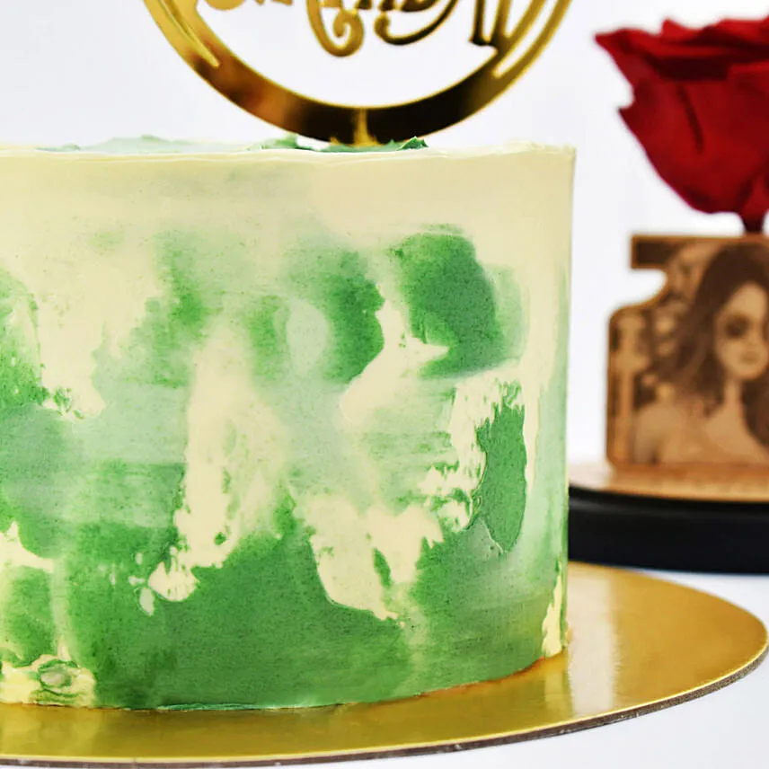 Blissful Birthday Memories Red Velvet Cake with Personalised Forever Rose