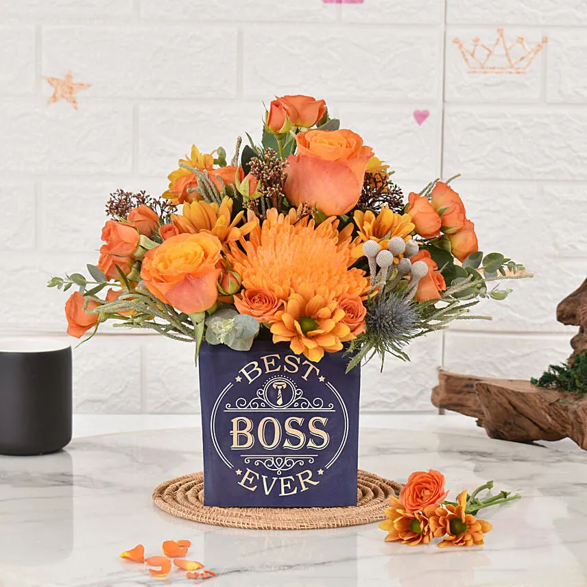 Best Boss Ever Flowers Vase