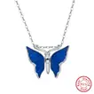 Elegant Blue Butterfly Dream Silver Necklace - SN309-P