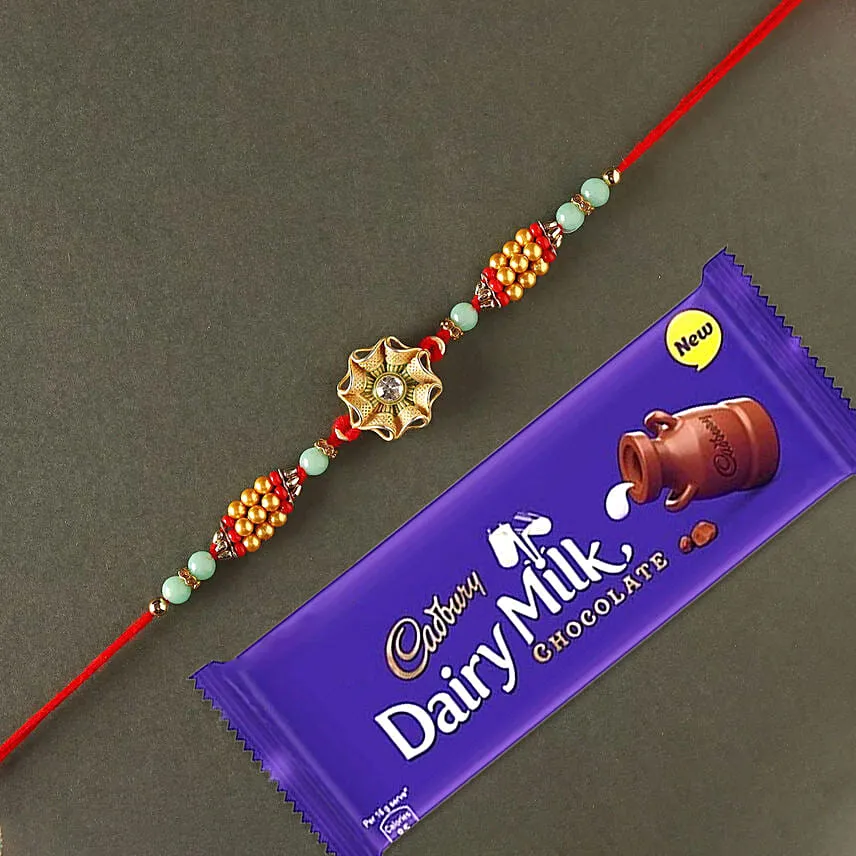 Sneh Trendy Flower Rakhi with Dairy Milk