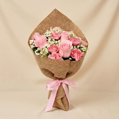 Pink Blush Roses and Carnations