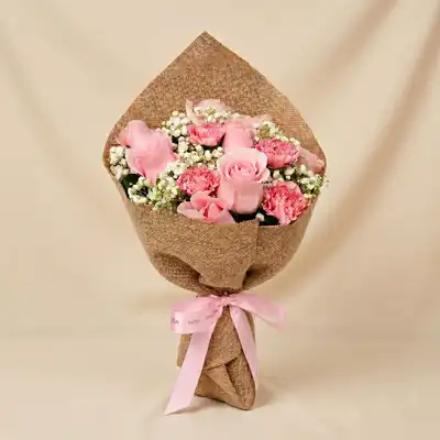 Pink Blush Roses and Carnations