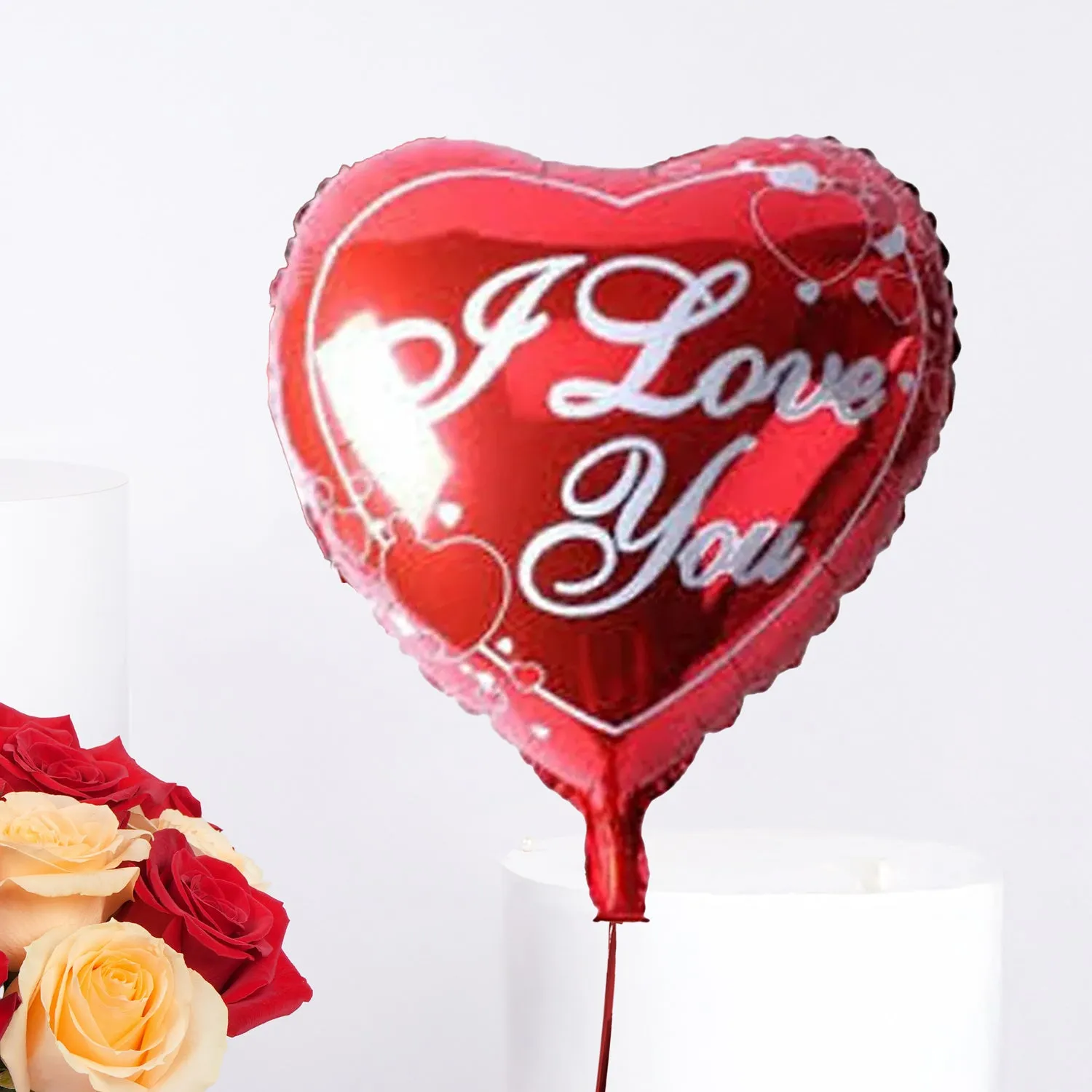  Rose Bowl n Heart Shape Balloons Combo