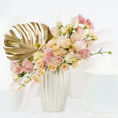 Pink n Peach Flower Ceramic Vase