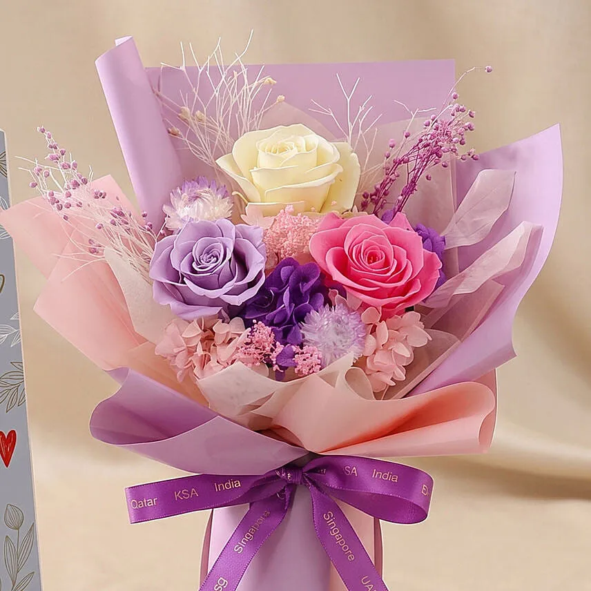 Anniversary Gift Preserved Roses Bouquet and Frame