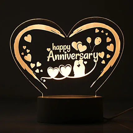 Romantic Happy Anniversary Heart-Shaped Acrylic Lamp