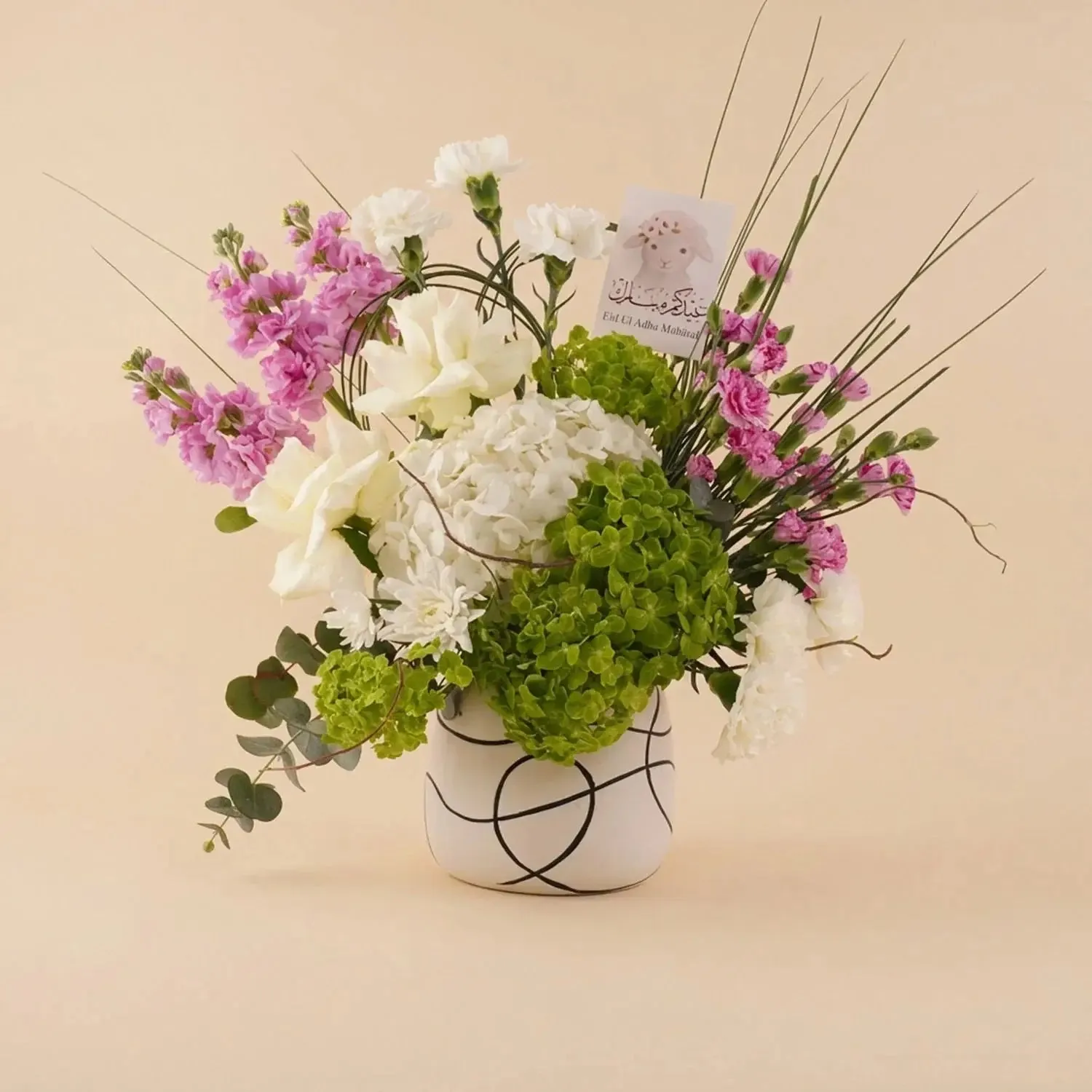 Elegant Blush Meadow Bouquet with Hydrangeas & Carnations