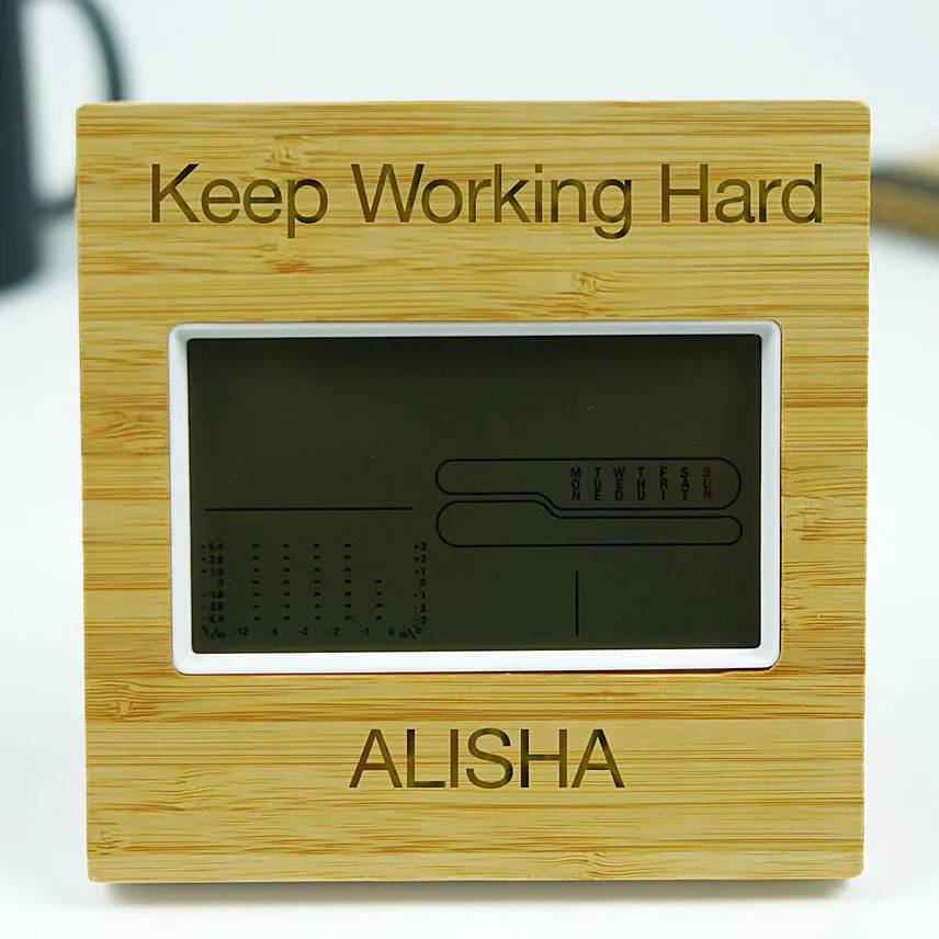 Personalised Table Clock Bamboo