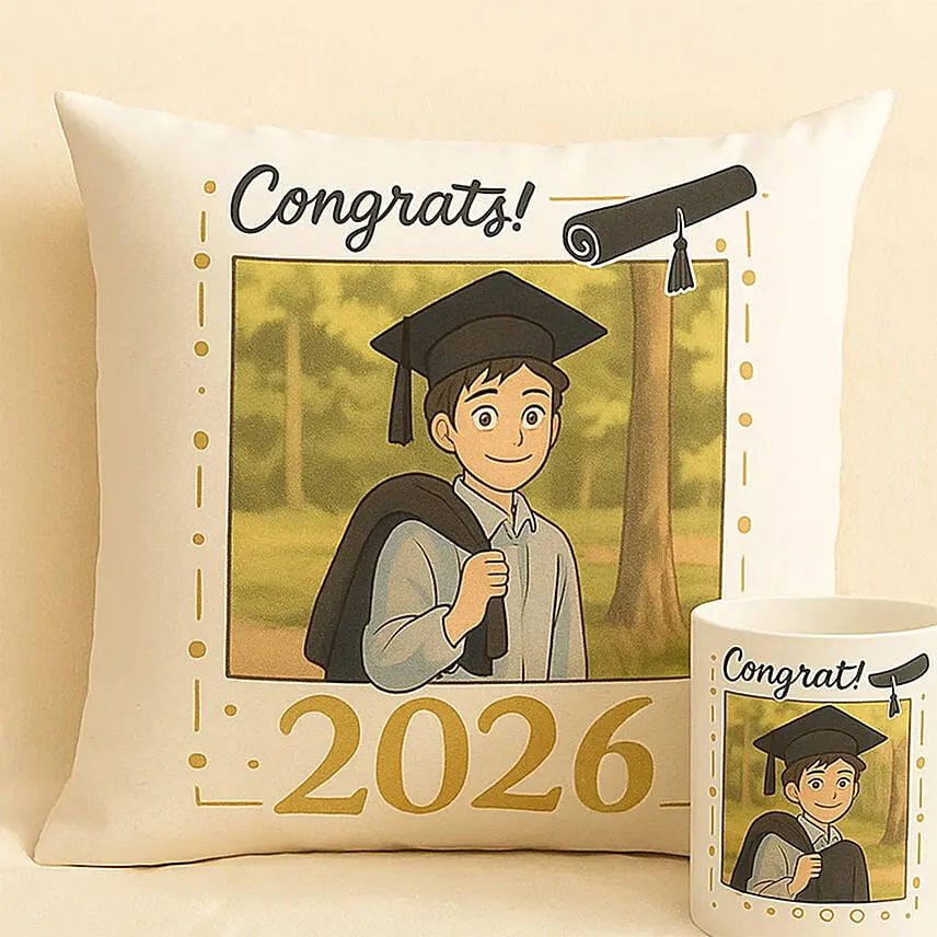 Personalise Your Ghibli Graduation Gift Set Mug And Cushion