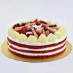 Delightful Red Velvet Cake with Cream Cheese & Fresh Fruits