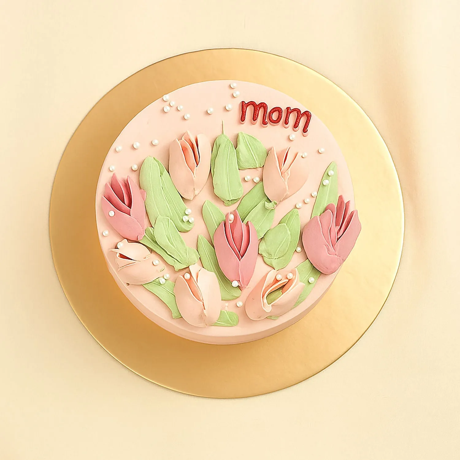 Pink Tulips Mom's Cake