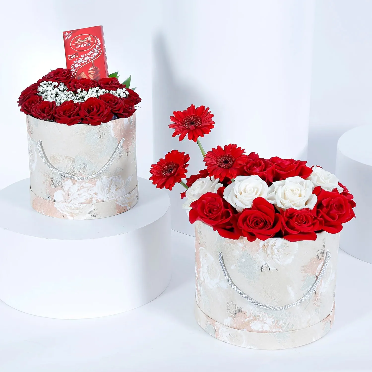 Red and White Floral Elegance with Lindt Chocolate
