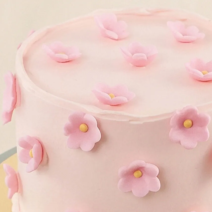Pink Flowers Celebration Cake Rose Lychee