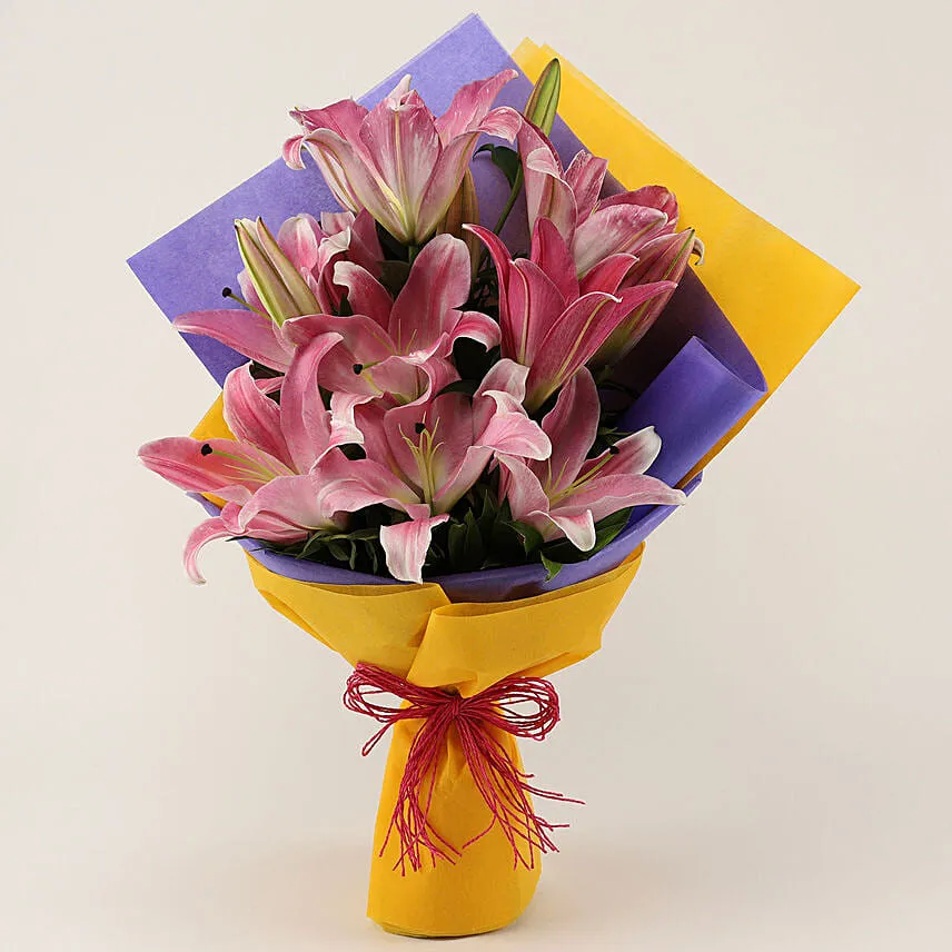 Enchanting Pink Oriental Lilies Bouquet