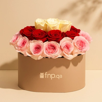 Sweet Valentine Trio - Luxurious 35 Roses in a Pink Oval Box