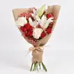 Elegant Lilly Shade Bouquet - A Symphony of White and Red Roses
