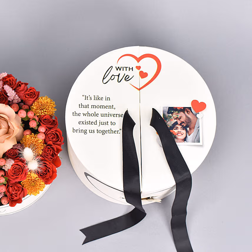 Personalised Photo Message Flowers Box