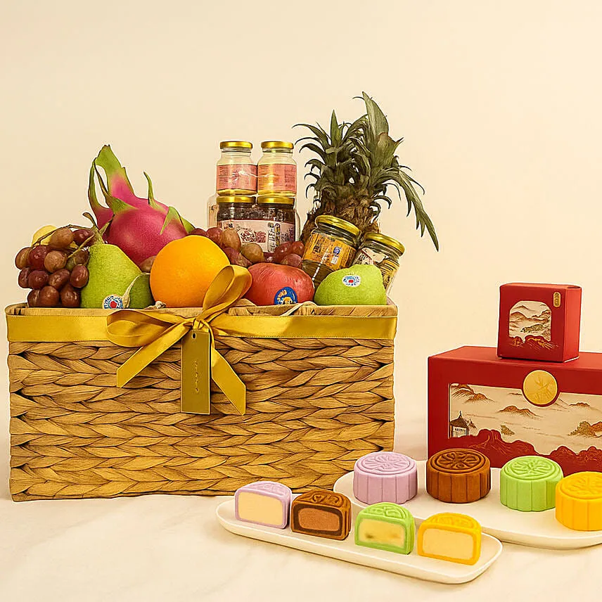 Wellness Mid-Autumn Hamper with Snowskin Mooncakes Fruits & Wellness Delights