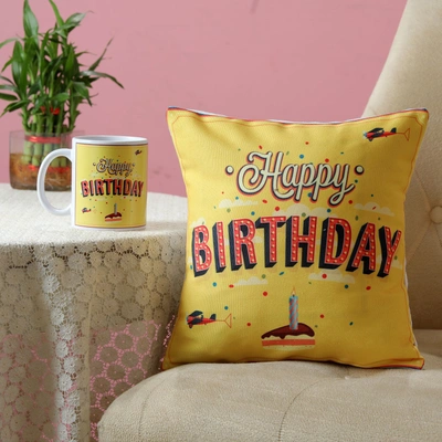 Delightful Happy Birthday Mug and Cushion Gift Set
