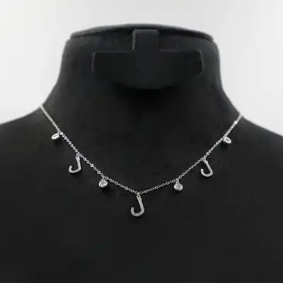 Elegant Sterling Silver Necklace with Arabic Letter 'L' Design