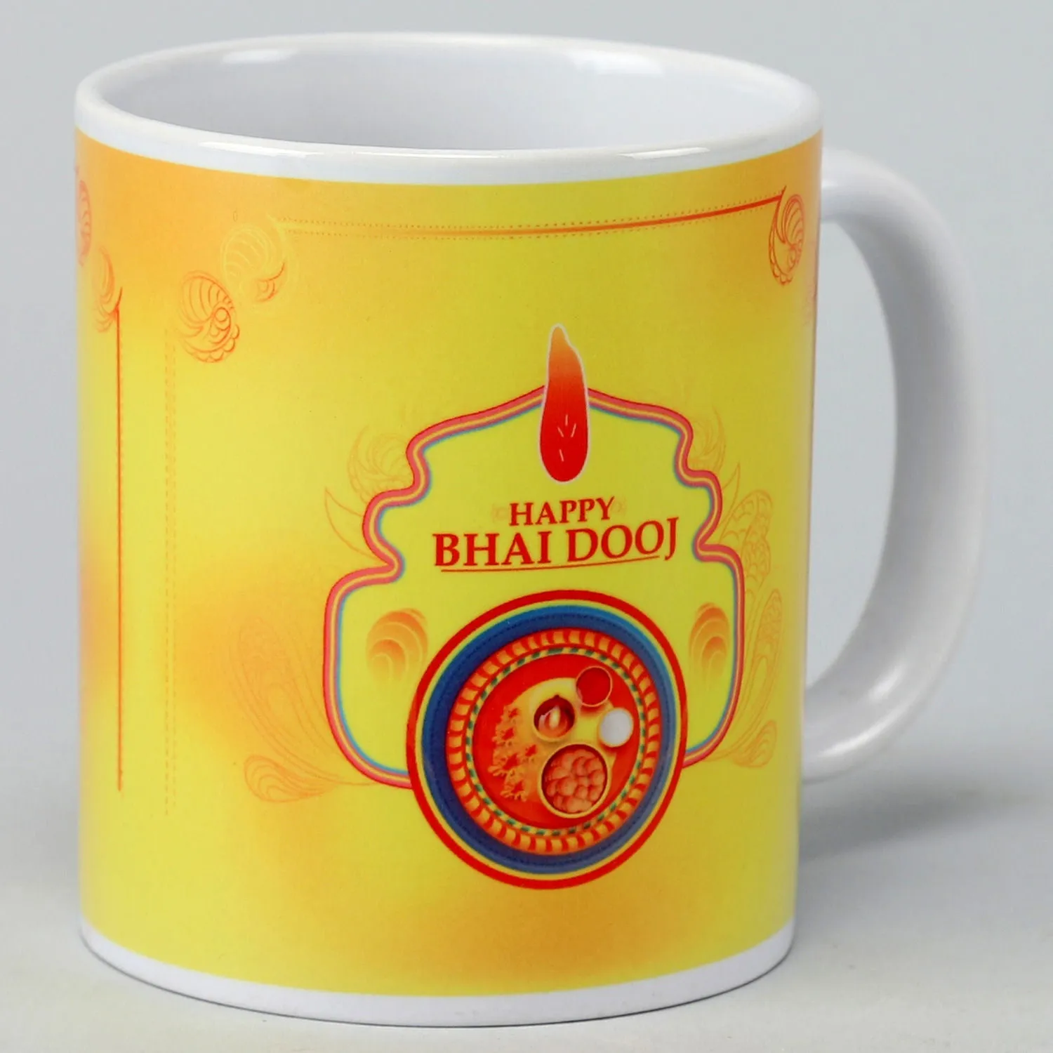 Ceramic Happy Bhai Dooj Festive Mug - Perfect Gift for Brothers
