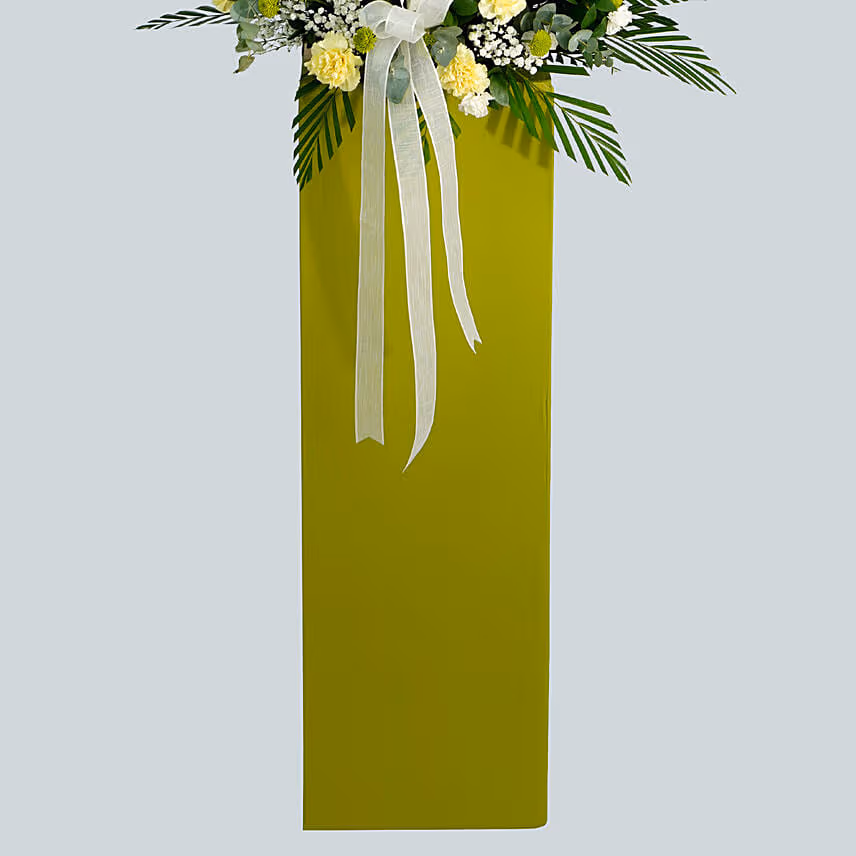 Heavy Hearted Condolence Mixed Flowers Green Stand