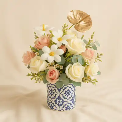Tulip n Roses  Printed Ceramic Vase