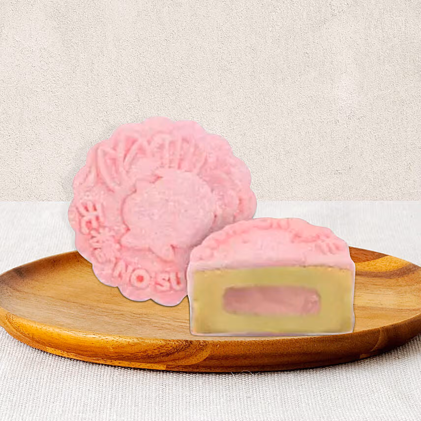 Strawberry Chia Truffle Yolk Mooncakes- 4 Pcs