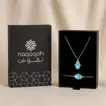 Hamsa Heart Necklace Set - Blue Edition with Elegant Flower Arrangement