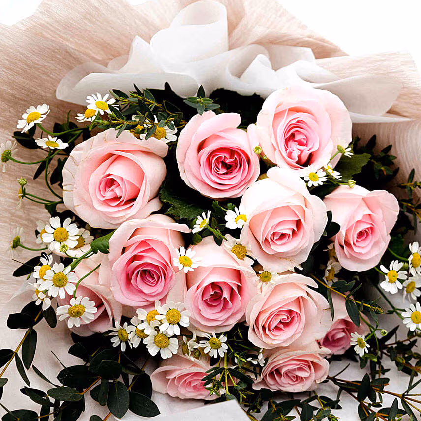 Titanic Love Rose Chamomile Bouquet For Valentines