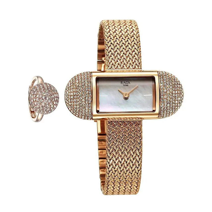 Titan Raga Memoirs Watch and Ring for Her