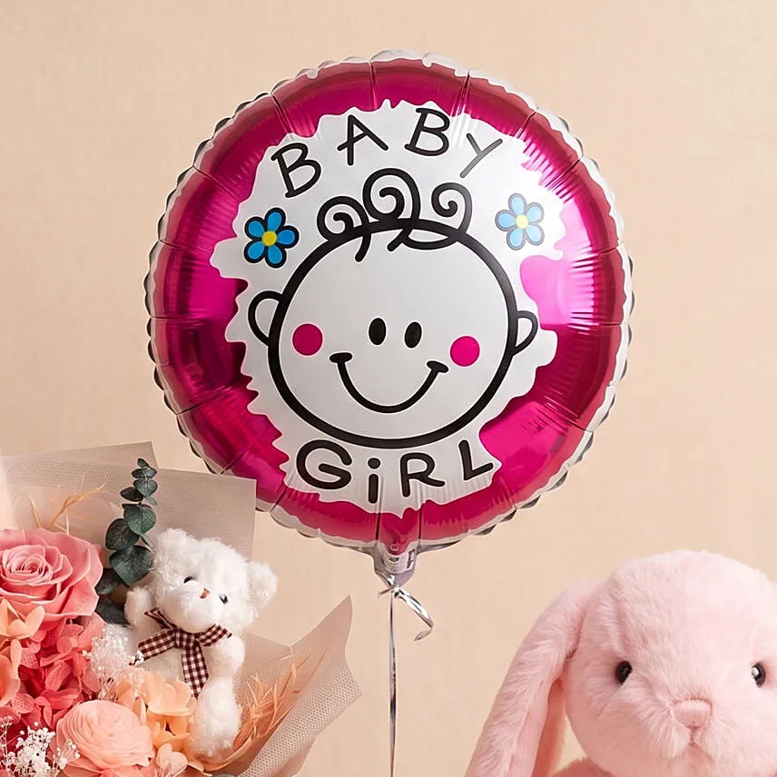 Preserved Flowers Baby Girl Congratulations Gift