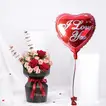 Romantic Valentine Combo: Exquisite Spray Rose Bouquet with Heart-Shaped Balloon