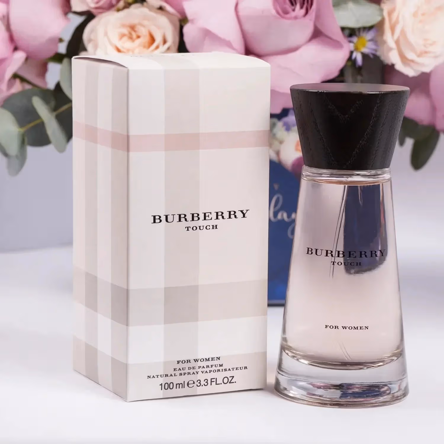 Exquisite Birthday Gift: Burberry Touch & Elegant Floral Arrangement for Her
