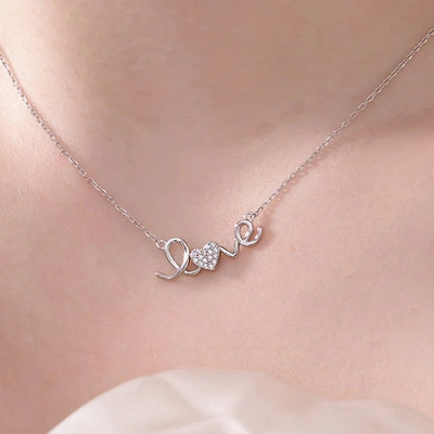 Love Sparkle Necklace | Elegant 925 Sterling Silver with Cubic Zirconia Heart