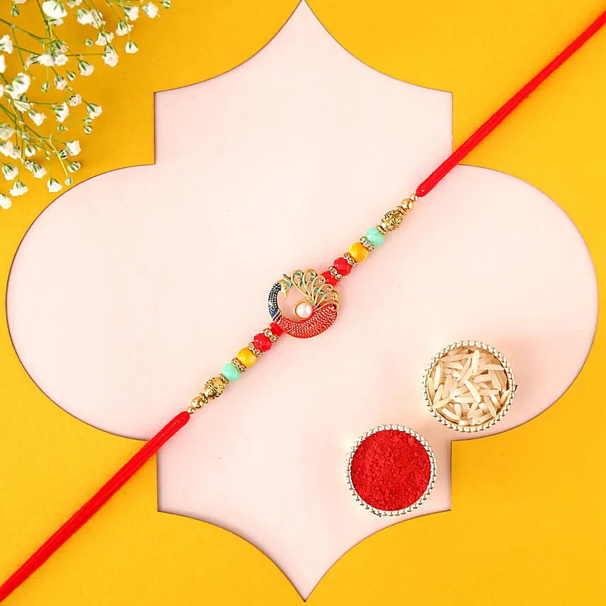 Sneh Colourful Pearls Rakhi & Ferrero Rocher