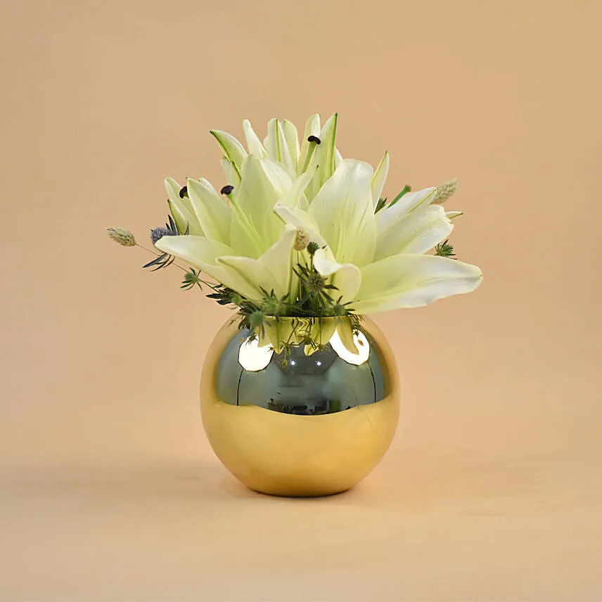 Classy Yellow Lily Fish Bowl Vase