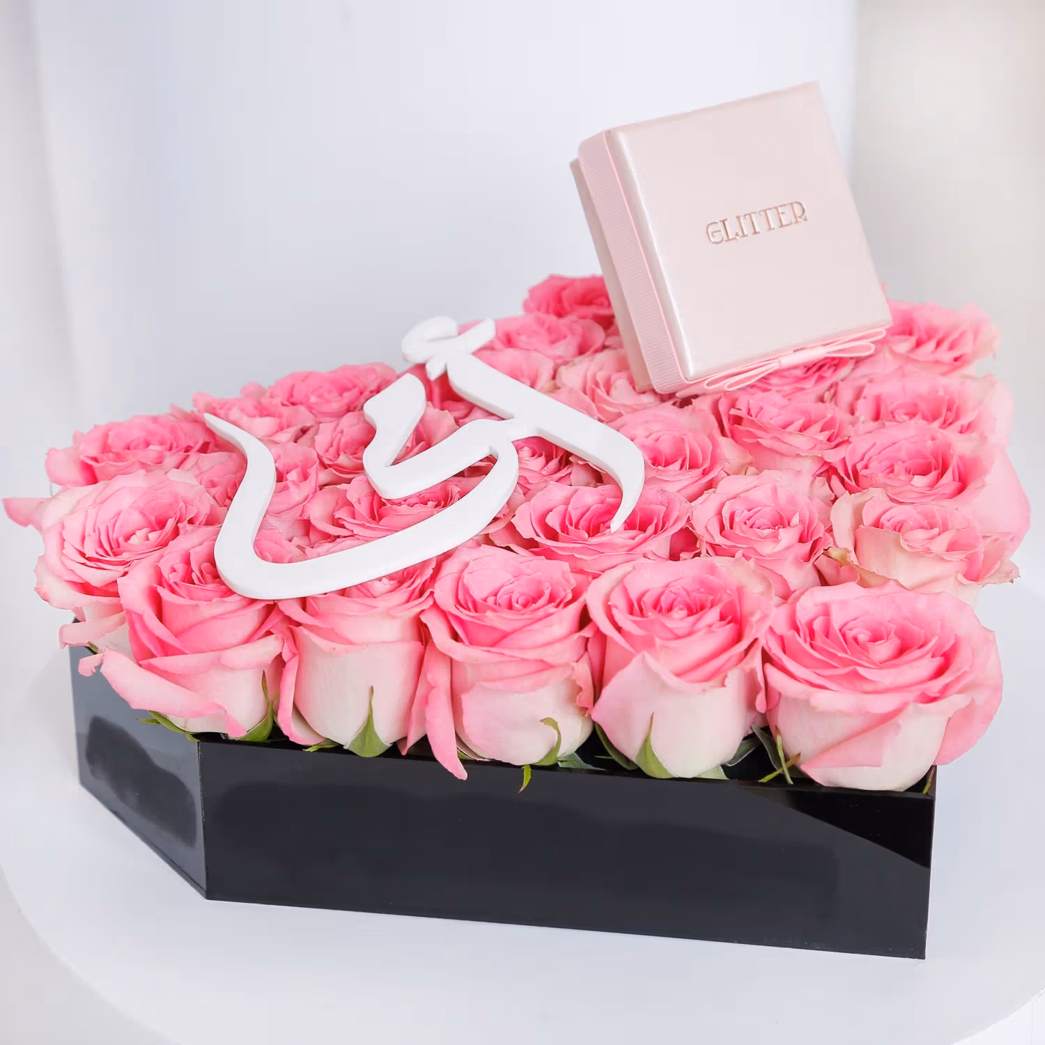 Beautiful Pink Roses Arrangement and Jewelry for Mom