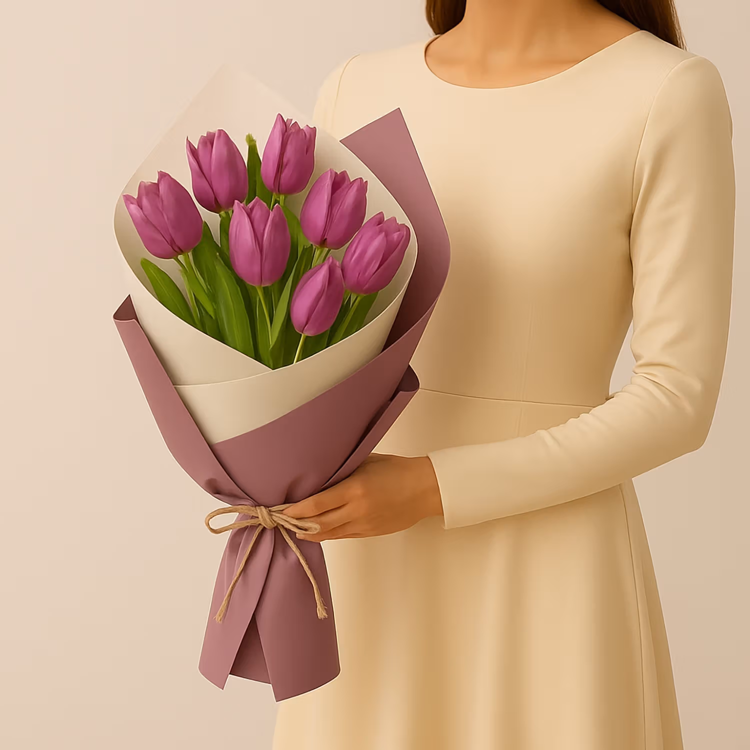 Elegant Bouquet of 7 Purple Tulips - Perfect for Any Occasion