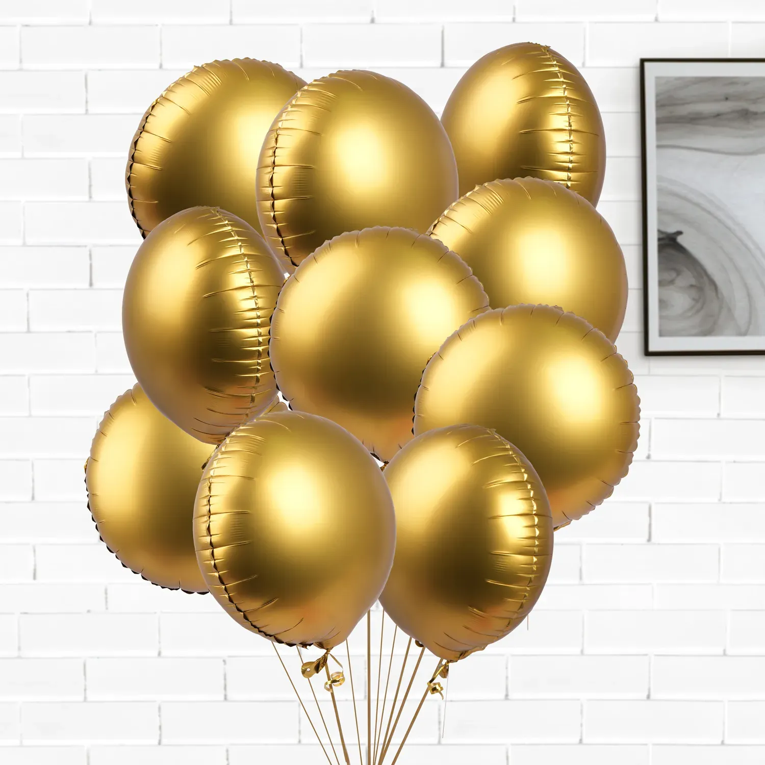 Helium Filled 6 Golden Foil Balloons