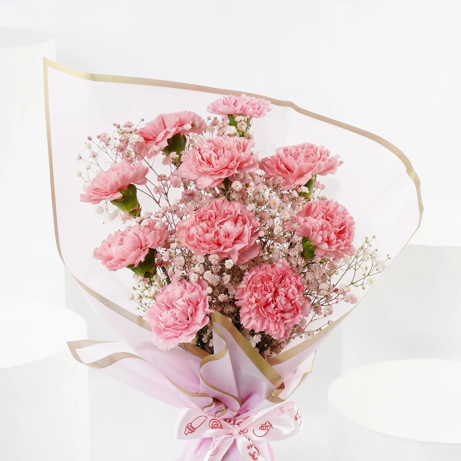 Lavender Glow: Elegant Pink Carnation & Gypso Bouquet