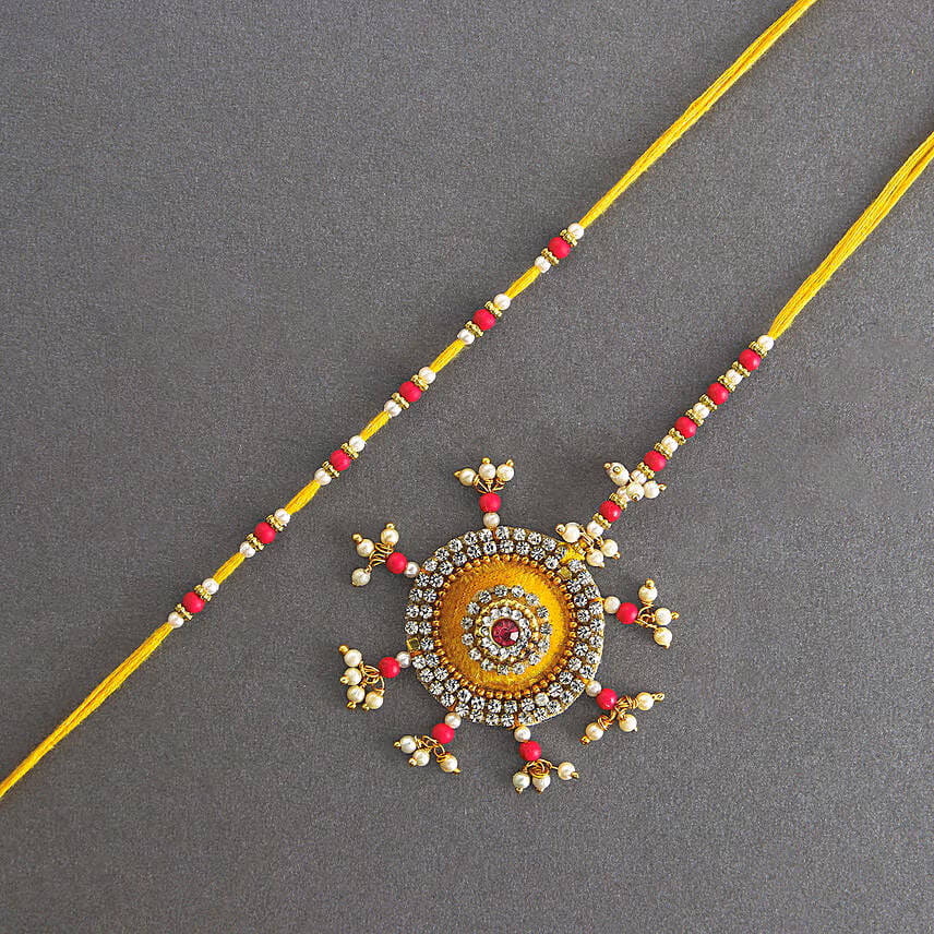 Lumba Beads Rakhi Set N Kaju Katli Delight