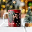 Customizable Red Merry Christmas Ceramic Mug with Photo Print