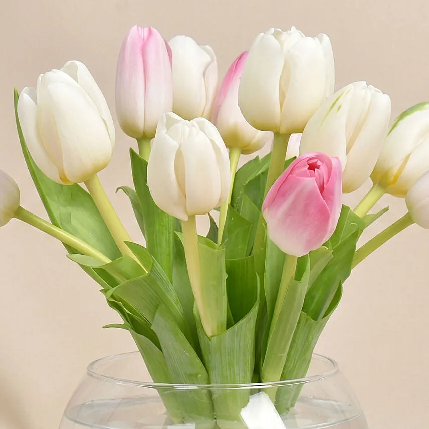 10 Tulips in Fish Bowl