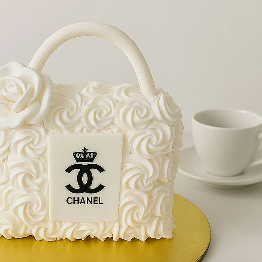 Ivory Petal Purse Cake